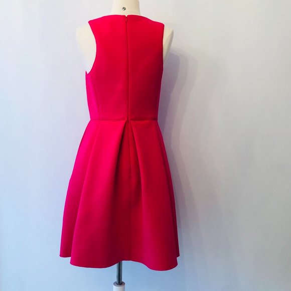 Tibi Hot Pink Fit n Flare Dress with Pockets, Size 8 - Picture 3 of 5